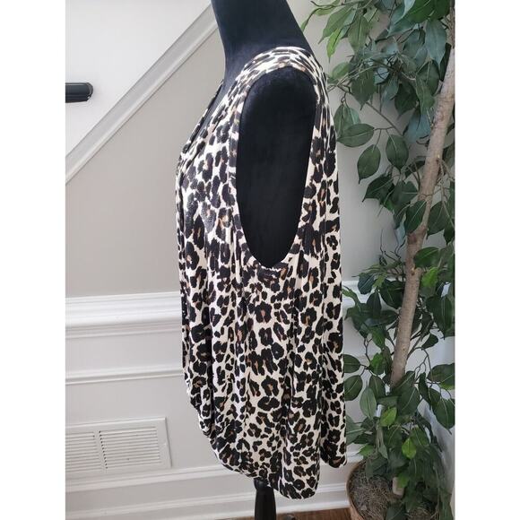 Lane Bryant Womens Beige Leopard print Rayon Casual V Neck Top Blouse Size 26/28 - Picture 6 of 10